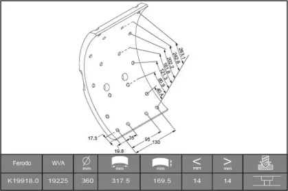 Комплект тормозных башмаков, барабанные тормоза ABEX J1356928