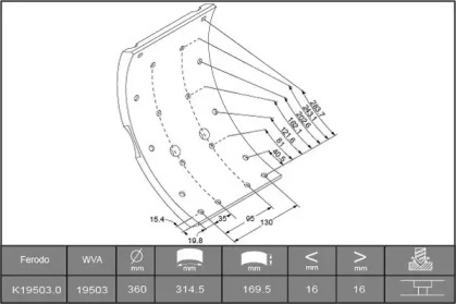 Комплект тормозных башмаков, барабанные тормоза ABEX J1675151