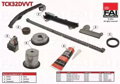 Комплект цепи привода распредвала FAI AutoParts TCK32DVVT