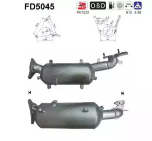 Сажевый / частичный фильтр, система выхлопа ОГ AS FD5045