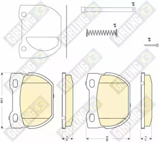 Комплект тормозных колодок, дисковый тормоз GIRLING 6116666