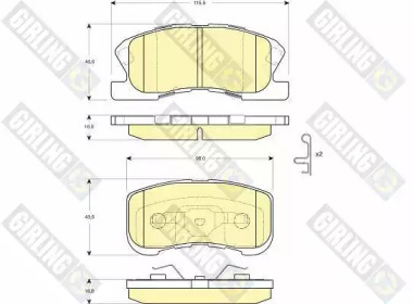 Комплект тормозных колодок, дисковый тормоз GIRLING 6132669