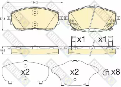 Комплект тормозных колодок, дисковый тормоз GIRLING 6135983