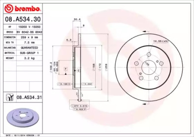 Тормозной диск BRECO BV 6042