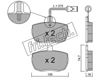 Комплект тормозных колодок fri.tech. 018.2