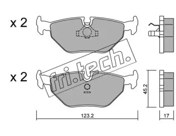 Комплект тормозных колодок, дисковый тормоз fri.tech. 127.0