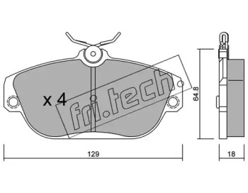 Комплект тормозных колодок fri.tech. 134.0
