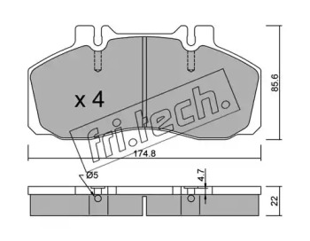 Комплект тормозных колодок fri.tech. 275.0