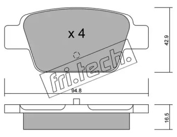 Комплект тормозных колодок fri.tech. 332.0