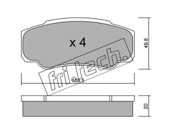 Комплект тормозных колодок fri.tech. 548.0