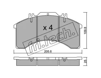 Комплект тормозных колодок fri.tech. 596.0