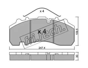 Комплект тормозных колодок fri.tech. 612.0