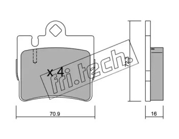 Комплект тормозных колодок fri.tech. 613.0