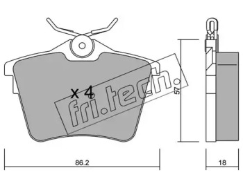 Комплект тормозных колодок fri.tech. 618.0