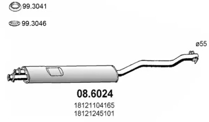 Средний глушитель выхлопных газов ASSO 08.6024