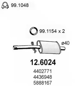 Средний глушитель выхлопных газов ASSO 12.6024