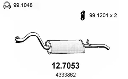 Глушитель выхлопных газов конечный ASSO 12.7053