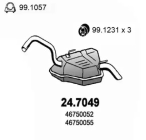Глушитель выхлопных газов конечный ASSO 24.7049