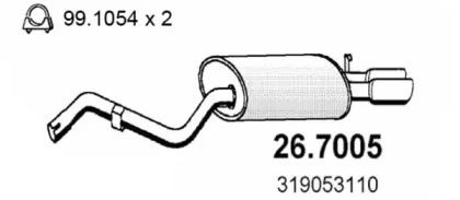 Глушитель выхлопных газов конечный ASSO 26.7005