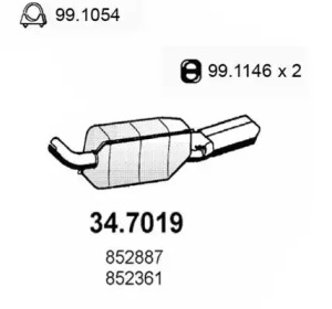 Глушитель выхлопных газов конечный ASSO 34.7019