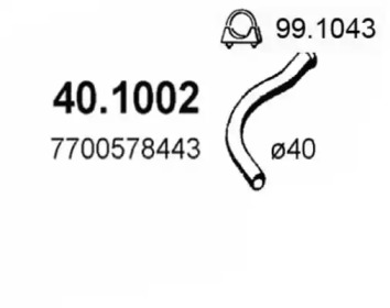 Труба выхлопного газа ASSO 40.1002