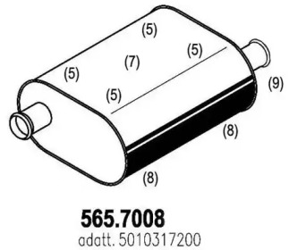 Средний / конечный глушитель ОГ ASSO 565.7008