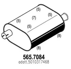 Средний / конечный глушитель ОГ ASSO 565.7084