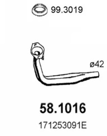 Труба выхлопного газа ASSO 58.1016
