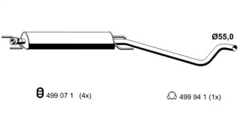 Средний глушитель выхлопных газов ERNST 055048