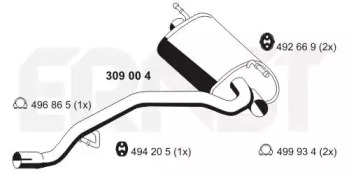 Глушитель выхлопных газов конечный ERNST 309004