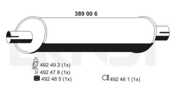 Глушитель выхлопных газов конечный ERNST 389006