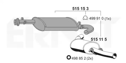 Глушитель выхлопных газов конечный ERNST 515153