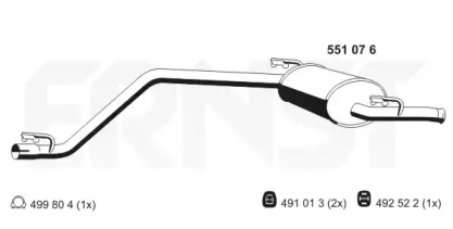 Глушитель выхлопных газов конечный ERNST 551076