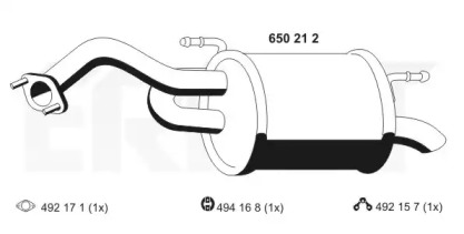 Глушитель выхлопных газов конечный ERNST 650212