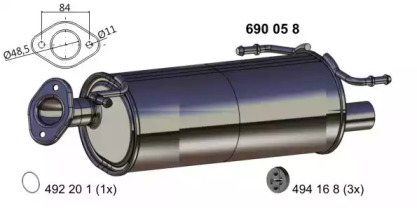 Глушитель выхлопных газов конечный ERNST 690058