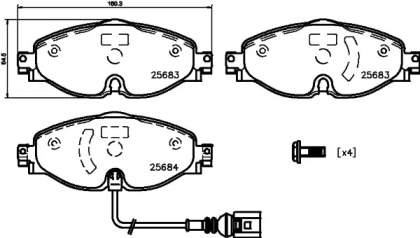 Комплект тормозных колодок, дисковый тормоз HELLA 8DB 355 026-541