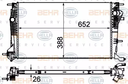 Радиатор, охлаждение двигателя HELLA 8MK 376 700-391