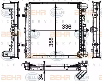 Радиатор, охлаждение двигателя HELLA 8MK 376 714-294