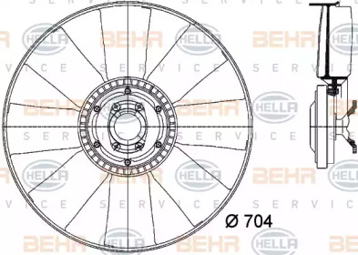 Вентилятор, охлаждение двигателя HELLA 8MV 376 728-161