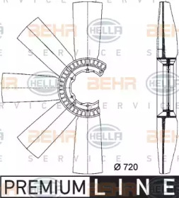 Крыльчатка вентилятора, охлаждение двигателя HELLA 8MV 376 733-091