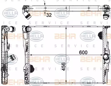 Радиатор, охлаждение двигателя HELLA 8MK 376 754-054