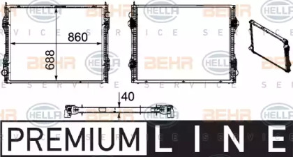 Радиатор, охлаждение двигателя HELLA 8MK 376 756-171