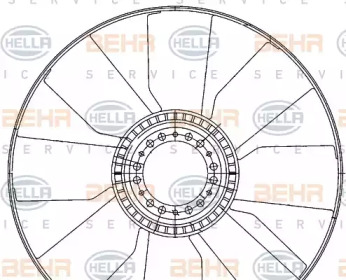 Крыльчатка вентилятора, охлаждение двигателя HELLA 8MV 376 906-611