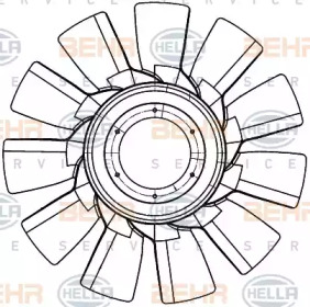 Крыльчатка вентилятора, охлаждение двигателя HELLA 8MV 376 907-301