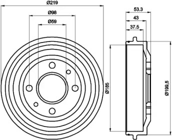 Тормозный барабан HELLA 8DT 355 301-961