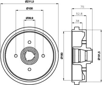 Тормозный барабан HELLA 8DT 355 301-631