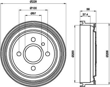 Тормозный барабан HELLA 8DT 355 301-181