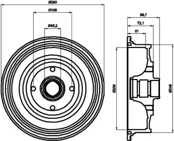 Тормозный барабан HELLA 8DT 355 301-601