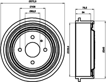 Тормозный барабан HELLA 8DT 355 300-131