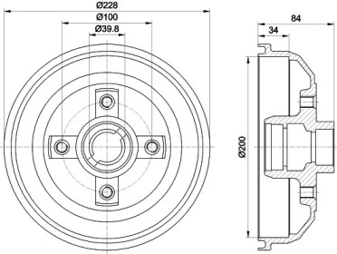 Тормозный барабан HELLA 8DT 355 301-161